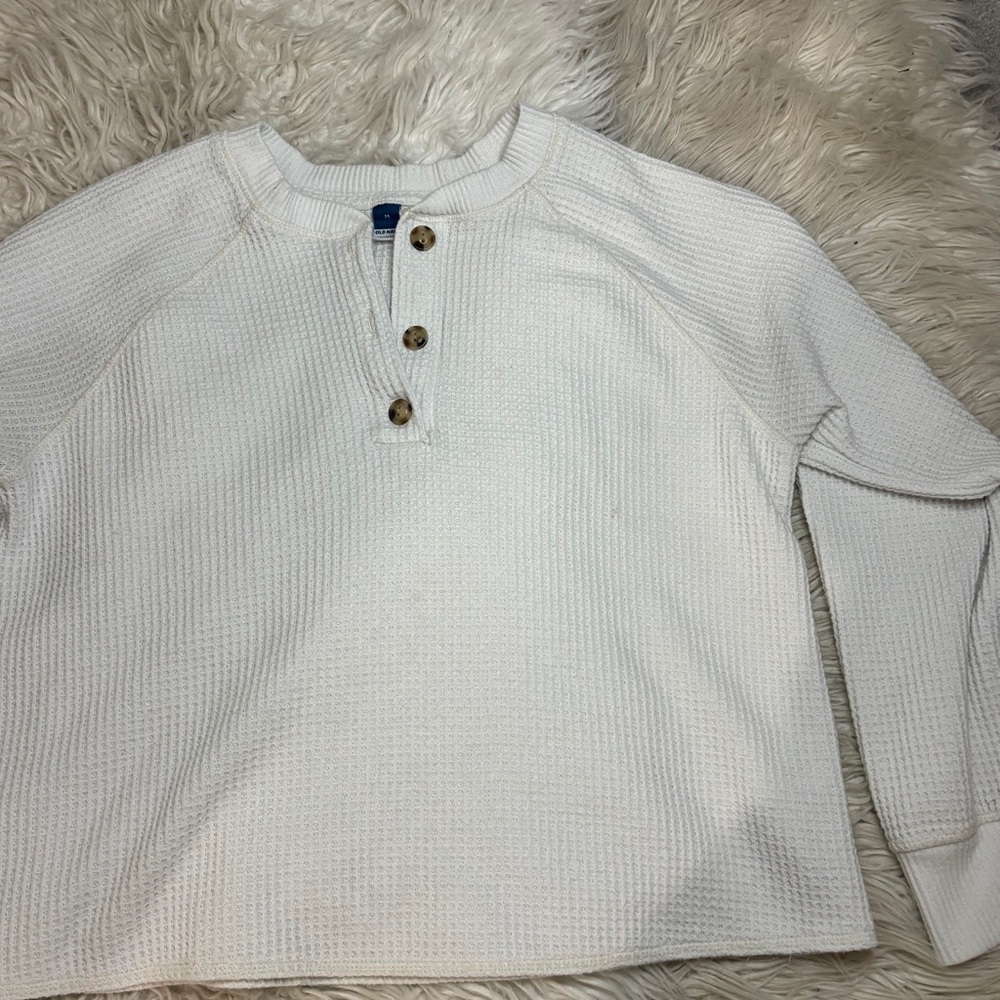 White Waffle Knit Sweater